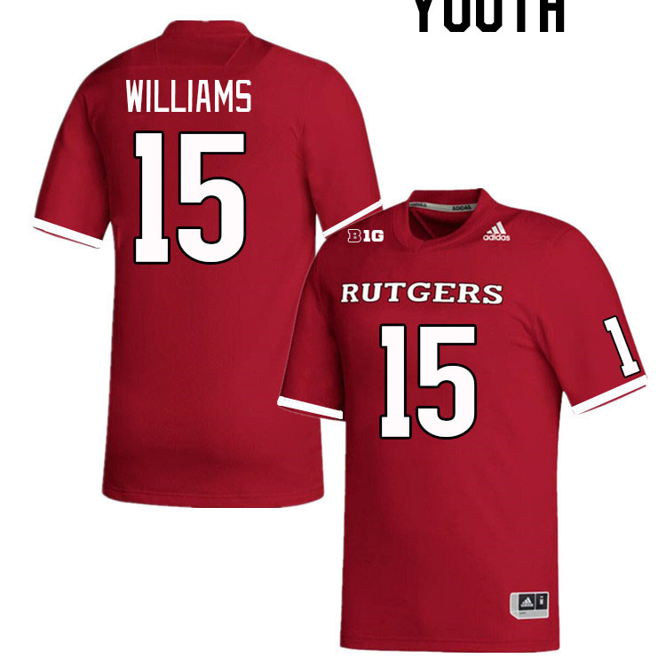 Youth #15 Zilan Williams Rutgers Scarlet Knights College Football Jerseys Stitched Sale-Scarlet